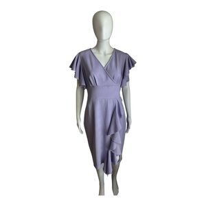 Knitee Elegant Lavender Ruffle Dress Size L 12/14